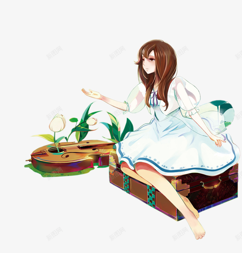 卡通立绘吉他女子美女png免抠素材_新图网 https://ixintu.com 卡通 吉他 女子 美女