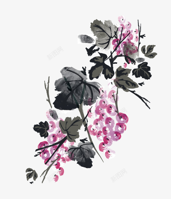 印花png免抠素材_新图网 https://ixintu.com T恤印花 T恤图案 中国风 卡通动漫 卡通提子 印花图案 印花矢量图 手绘 数码印花 时尚 服装印花 服装印花设计 服装图案 服装设计 水墨画 葡萄