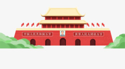 卡通手绘中国风古建筑天安门素材