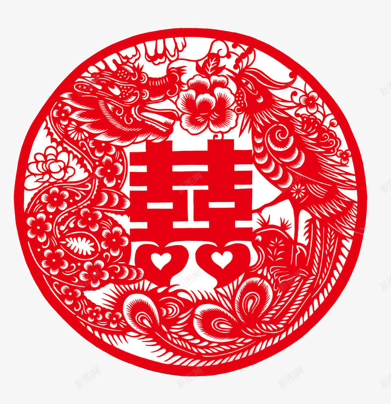 中国风红色喜字剪纸png免抠素材_新图网 https://ixintu.com 中国风剪纸 新年 新春 春节 红双喜 红色喜字