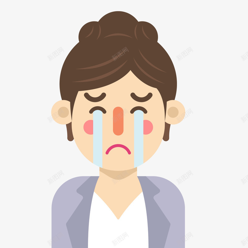 卡通哭泣的商务女性矢量图ai免抠素材_新图网 https://ixintu.com 人物设计 卡通 哭泣 女性人物 表情设计 矢量图