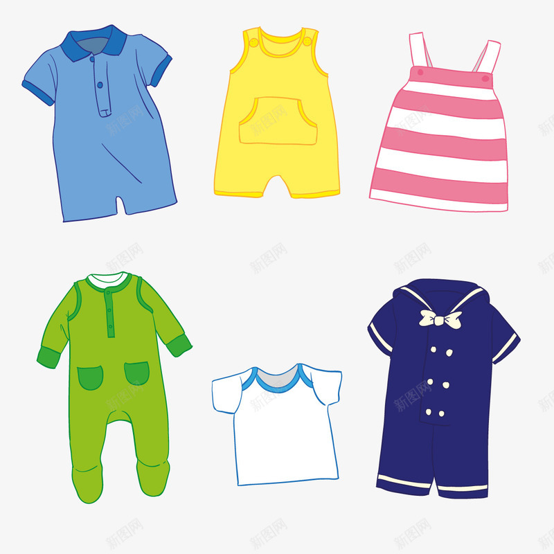 宝宝衣服合集png免抠素材_新图网 https://ixintu.com 便服 夏天 婴儿 手绘海军风 海军风 海军风png 海军风元素 海军风免抠 海军风免抠png 连体衣