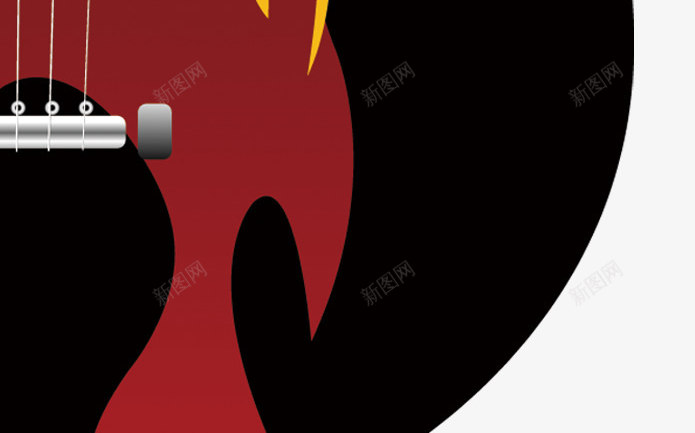 吉他png免抠素材_新图网 https://ixintu.com 吉他社海报 艺术 音乐元素 黑白吉他