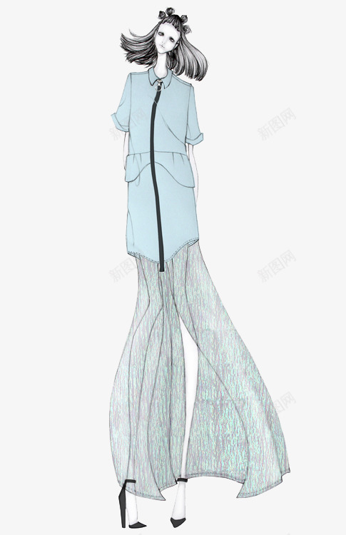 简约休闲女装插画png免抠素材_新图网 https://ixintu.com 手绘女装 手绘时尚女装 时装设计插画