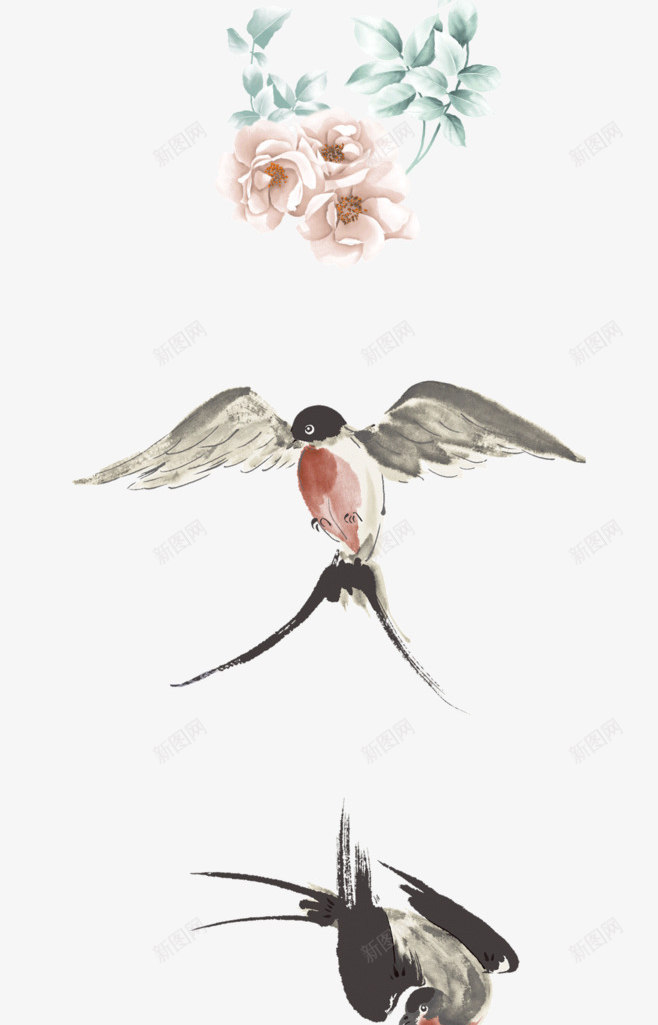 红色花朵花枝中国风鲤鱼喜鹊蝴蝶png免抠素材_新图网 https://ixintu.com 中国风 喜鹊 红色 花朵 花枝 蝴蝶 鲤鱼