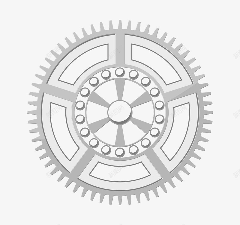 有质感的银色齿轮png免抠素材_新图网 https://ixintu.com 元素 质感 银色 齿轮