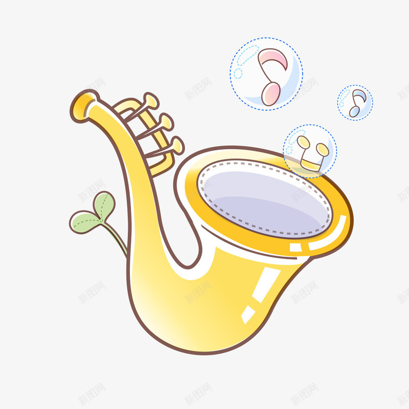 手绘黄色创意喇叭png免抠素材_新图网 https://ixintu.com 创意 喇叭 手绘喇叭 音符 黄色