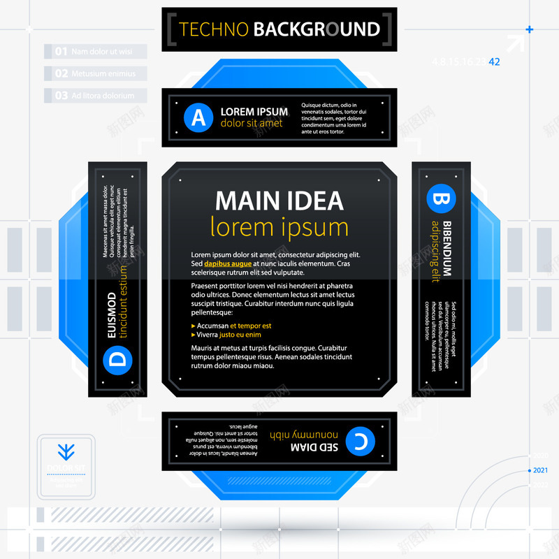 科技背景几何png免抠素材_新图网 https://ixintu.com 分类标签 创意几何 四项说明图 扁平