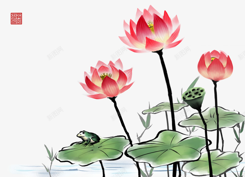 水墨画荷花png免抠素材_新图网 https://ixintu.com 中国风 廉洁 水墨画 清正廉洁 画室宣传单水墨画 荷花 荷花与诗 荷花墨 莲花 菡萏