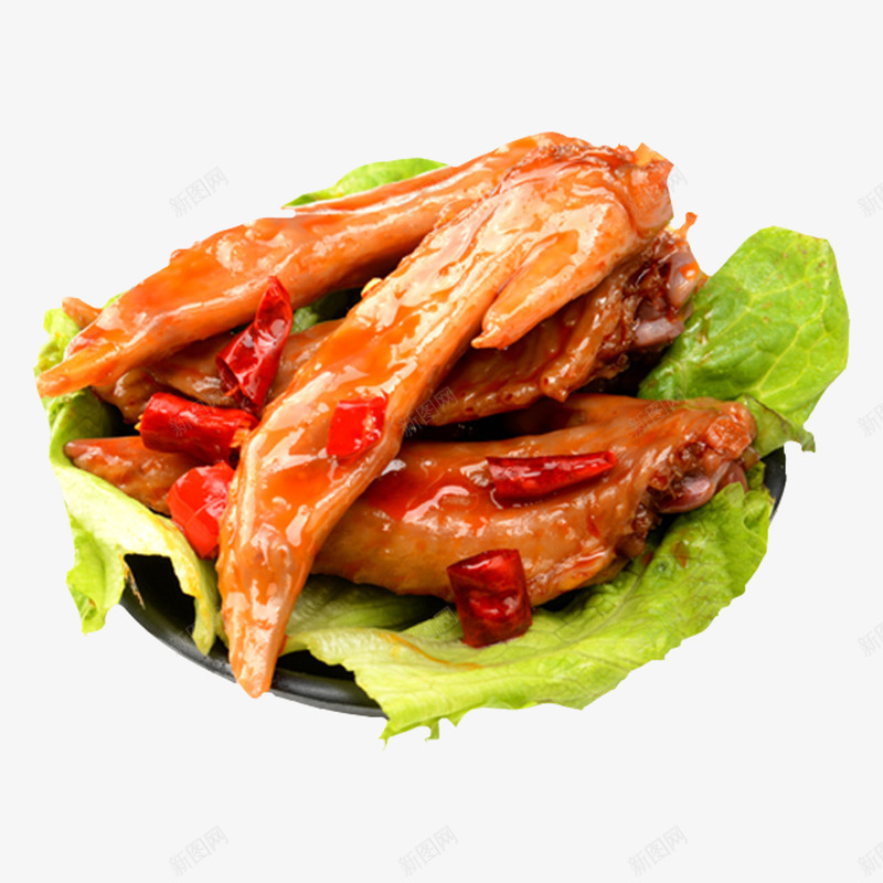 产品实物美味生菜卤鸡翅png免抠素材_新图网 https://ixintu.com 下酒菜 产品实物 健康食品 卤鸡翅 夜市小吃 家常美食 快餐 生菜 美食 肉制品 辣椒 零食 鸡翅