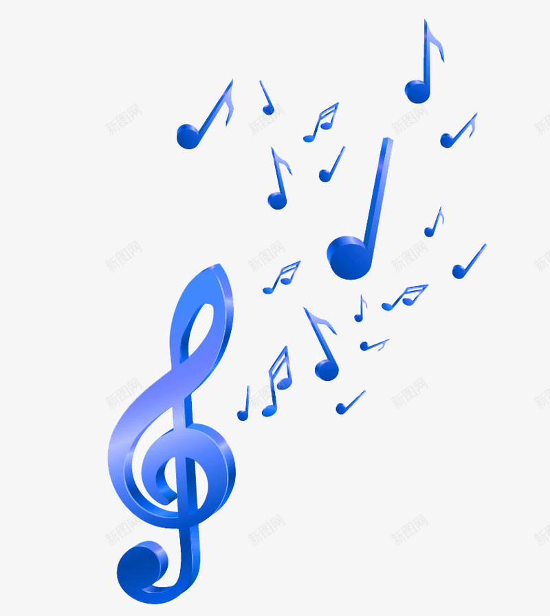 蓝色的音符png免抠素材_新图网 https://ixintu.com 安生 矢量装饰 立体音符 装饰 音符