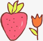 手绘合成红色的小草莓鲜花png免抠素材_新图网 https://ixintu.com 合成 红色 草莓 鲜花