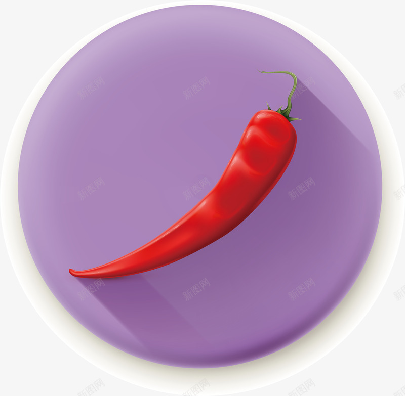 手绘立体食物辣椒矢量图ai免抠素材_新图网 https://ixintu.com 可口 手绘 清新 立体 紫色盘子 红辣椒 食物 香辣 矢量图
