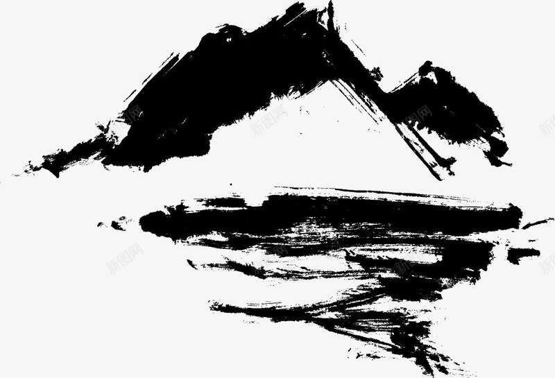 中国风水墨画png免抠素材_新图网 https://ixintu.com 中国风 中国风水墨画 实心点 毛笔笔触 水墨画 水墨笔触 笔触