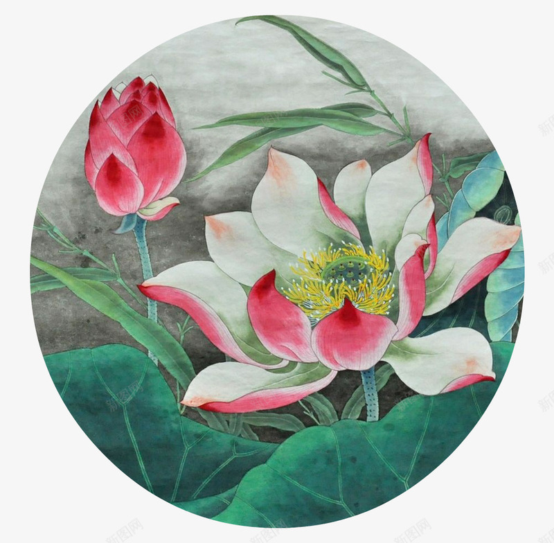 工笔红莲花png免抠素材_新图网 https://ixintu.com 国画 工笔荷花 红莲 花 荷花