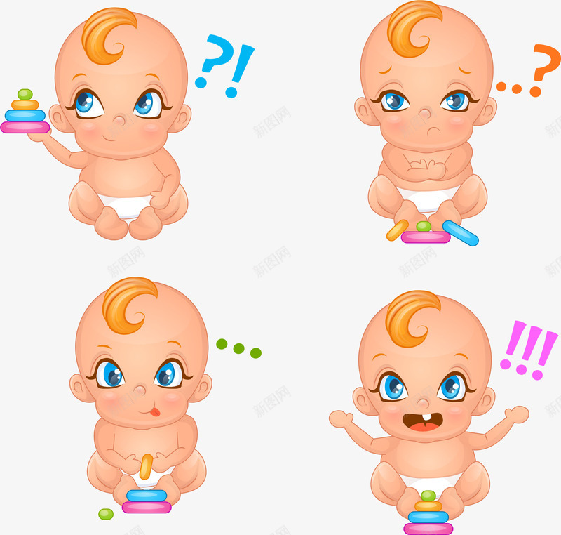 呆萌可爱小婴儿png免抠素材_新图网 https://ixintu.com 可爱 呆萌 婴儿 开心 新生儿 疑问 矢量素材