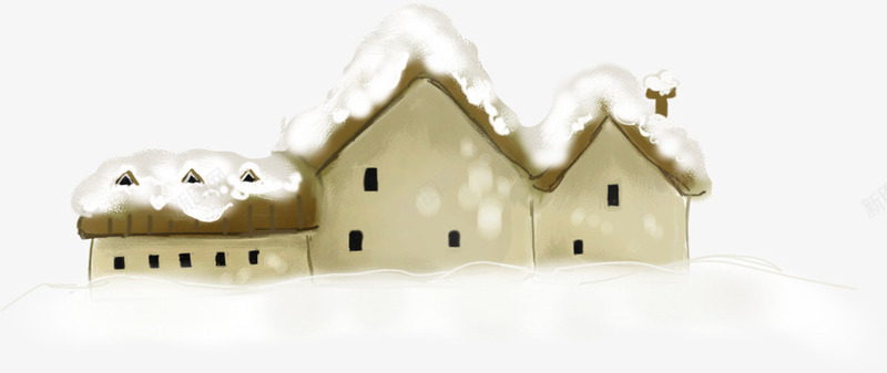 手绘黄色房屋雪花png免抠素材_新图网 https://ixintu.com 房屋 雪花 黄色