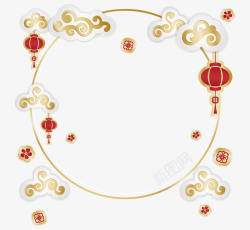 中国风新年花纹边框素材