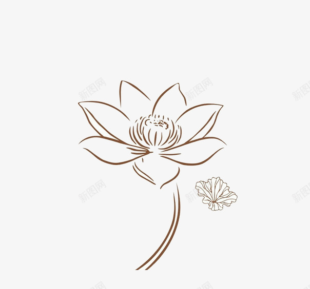莲花线稿png免抠素材_新图网 https://ixintu.com 手绘 线稿 荷花 莲花 莲花图腾 莲花画稿图片素材 蓝莲花