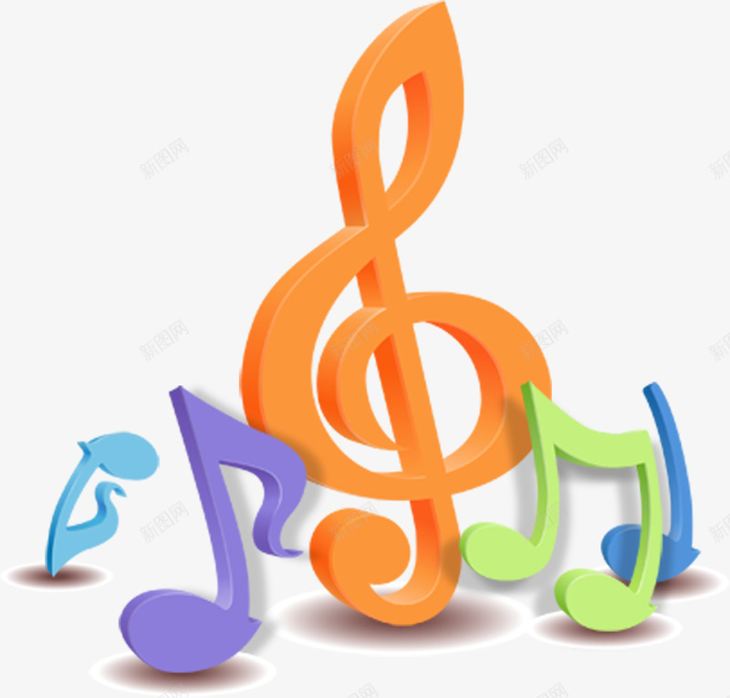 手绘彩色音乐海报音符png免抠素材_新图网 https://ixintu.com 彩色 海报 音乐 音符 音符花边