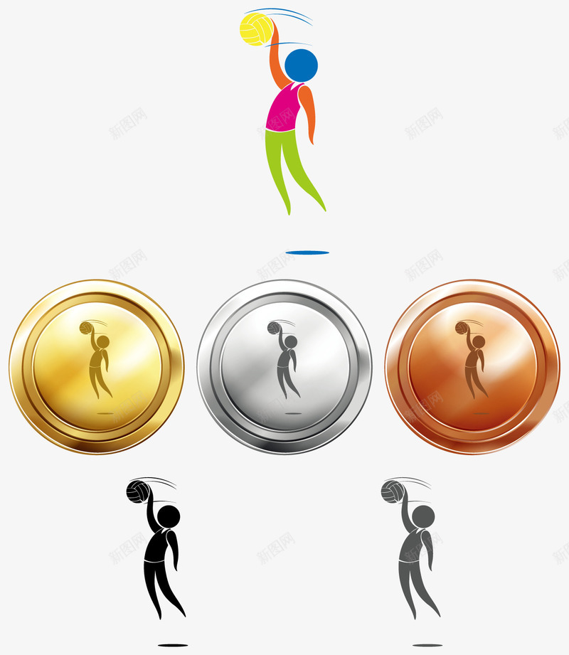 篮球卡通体育奖牌图标png_新图网 https://ixintu.com 简约图标 运动图标 运动小人