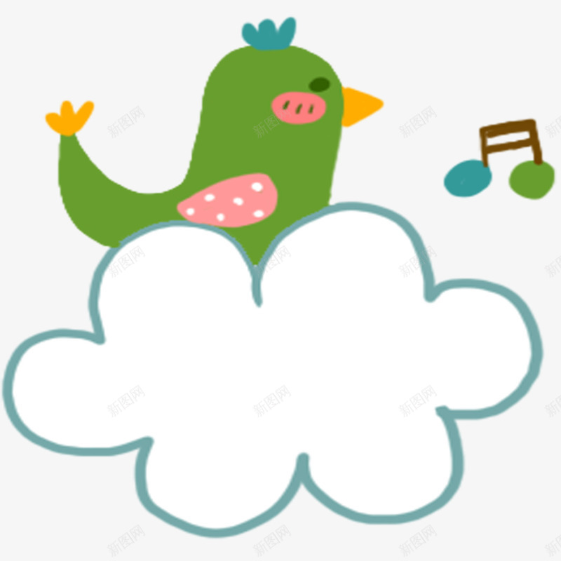 云朵上的小鸟png免抠素材_新图网 https://ixintu.com 云朵 唱歌 小鸟 音符