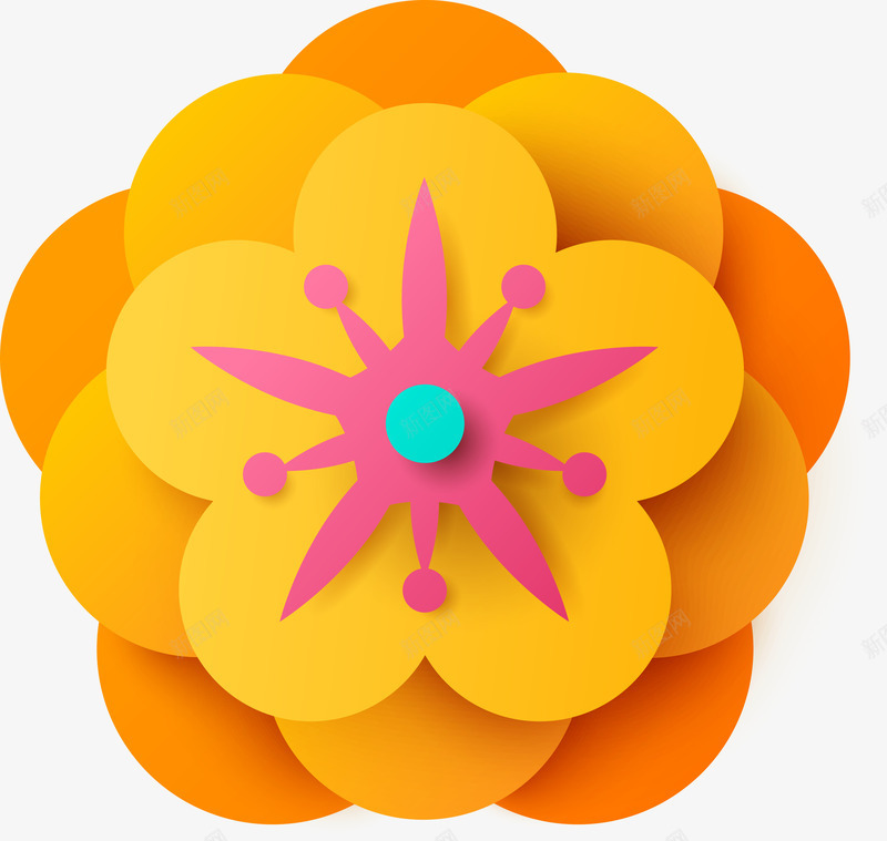 微立体橙色花卉花朵png免抠素材_新图网 https://ixintu.com 剪纸风格 卡通 微立体 时尚 橙色 矢量图案 花朵花卉