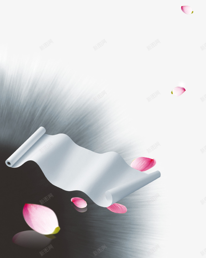 纸张png免抠素材_新图网 https://ixintu.com 卷轴 墨迹 彩色 海报装饰 纸张 花瓣