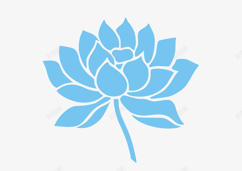 蓝莲花png免抠素材_新图网 https://ixintu.com 花纹 莲花 莲花图腾 蓝色 蓝莲花