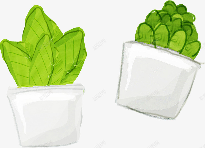 手绘绿色盆栽植物花纹png免抠素材_新图网 https://ixintu.com 植物 盆栽 绿色 花纹
