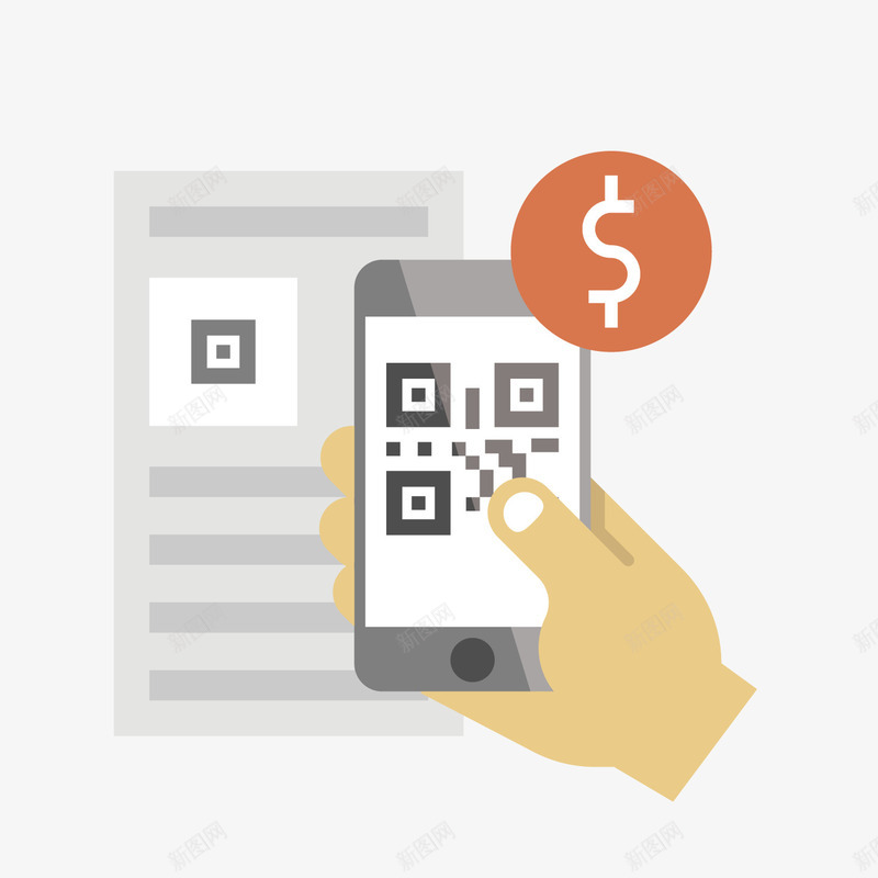 卡通扫码付款png免抠素材_新图网 https://ixintu.com 卡通 手机 手机付款 扫码付款 数码产品