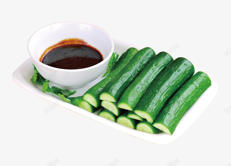 黄瓜面酱png免抠素材_新图网 https://ixintu.com 绿色 蔬菜 面酱 黄瓜