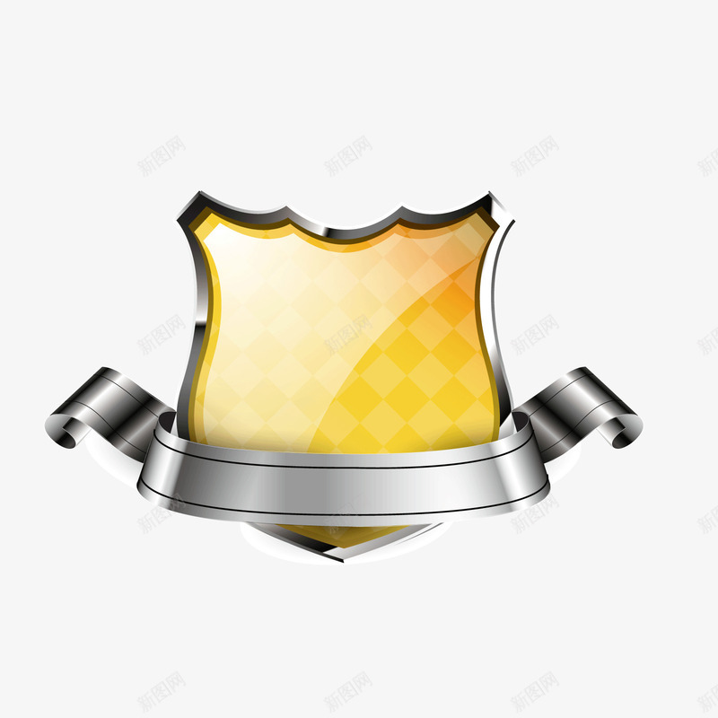 金色盾牌标签png免抠素材_新图网 https://ixintu.com 反光 商务 标签 渐变 盾牌 边框 金色 银色