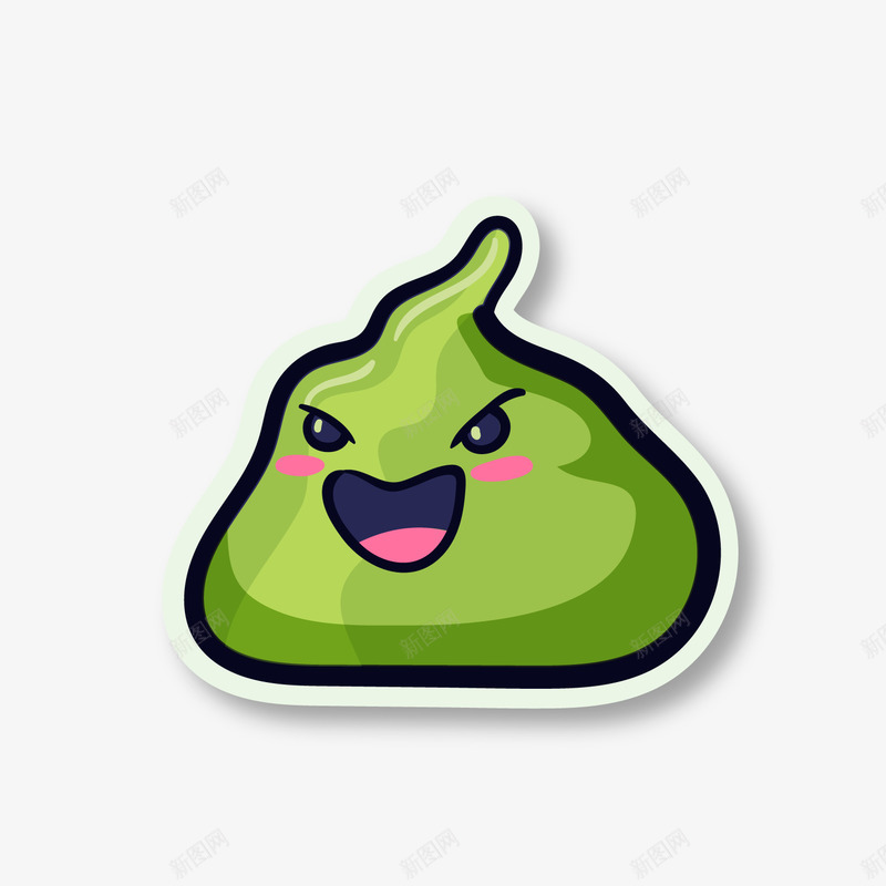 绿色卡通芥末png免抠素材_新图网 https://ixintu.com 卡通芥末 可爱表情 绿色芥末 食物