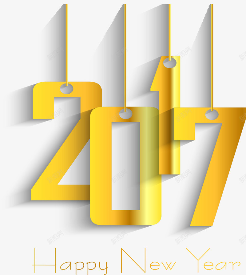 渐变金色2017挂饰png免抠素材_新图网 https://ixintu.com 元旦挂饰 数字挂饰 渐变 矢量素材 跨年素材 金色