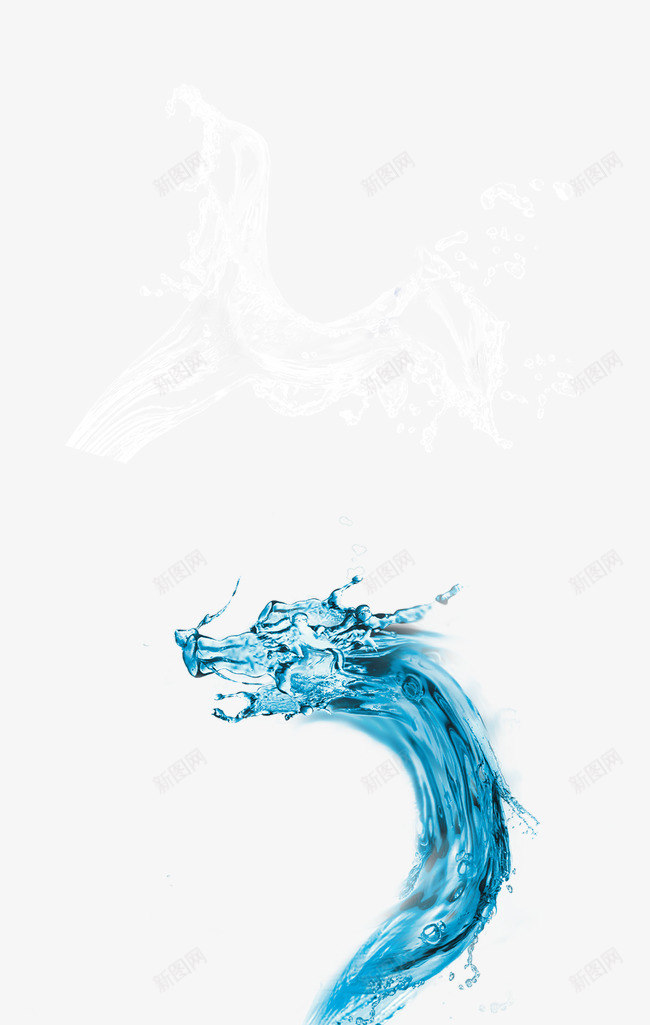 蓝色水花中国风翔龙png免抠素材_新图网 https://ixintu.com 国风 水花 蓝色