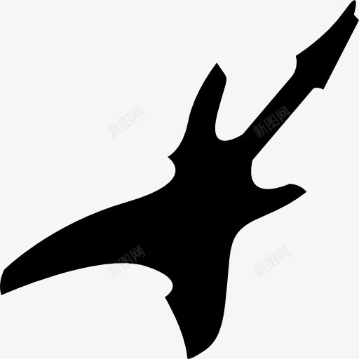 电吉他的黑色剪影图标png_新图网 https://ixintu.com 吉他 形状 电吉他 轮廓 音乐 黑色