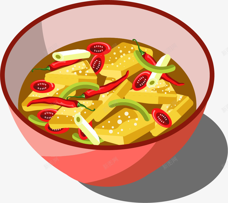 一碗香辣美食卡通图png免抠素材_新图网 https://ixintu.com 卡通 小碗 手绘图 红辣椒 美食 食物 香辣味