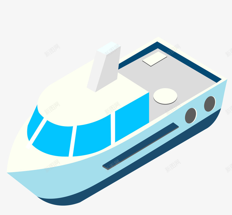 蓝色船只png免抠素材_新图网 https://ixintu.com 卡通船 帆船 矢量船只 船 船俯视 船只 蓝色 货船 轮船