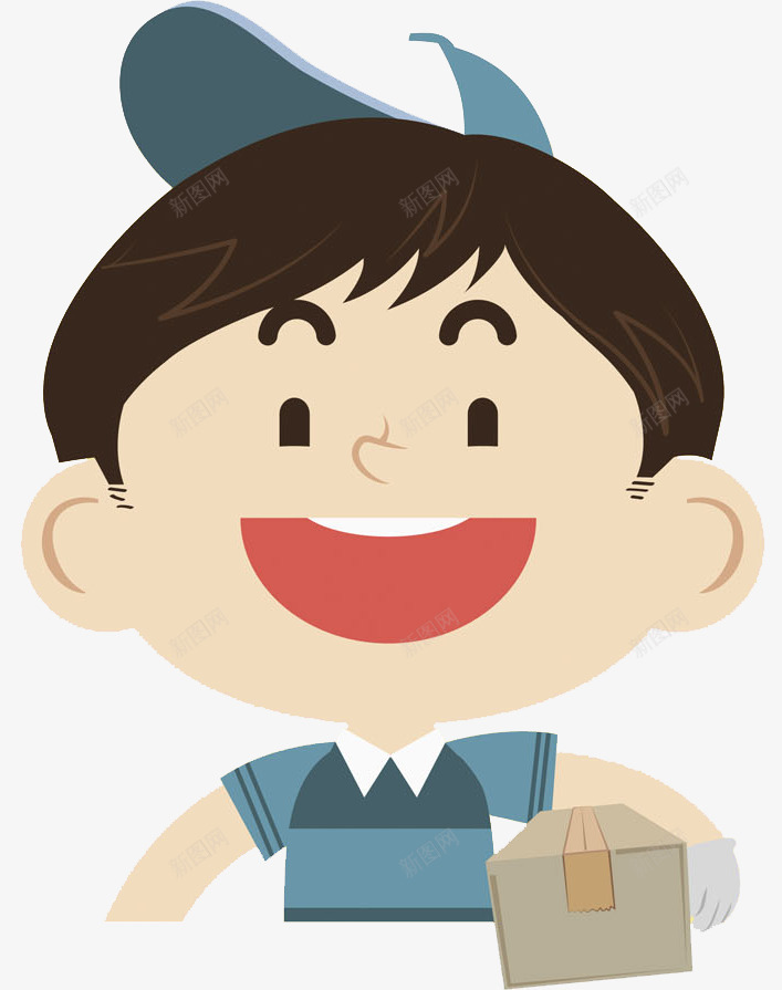 张大嘴微笑的小男孩png免抠素材_新图网 https://ixintu.com 卡通 帽子 微笑 手绘 牙齿 男孩 眼睛 短发 鼻子