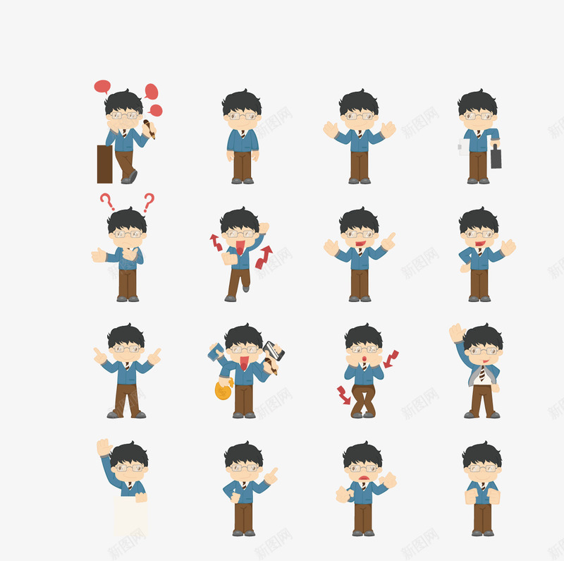表情男生矢量图eps免抠素材_新图网 https://ixintu.com 动作男生 商务男生 矢量男生 表情男生 矢量图