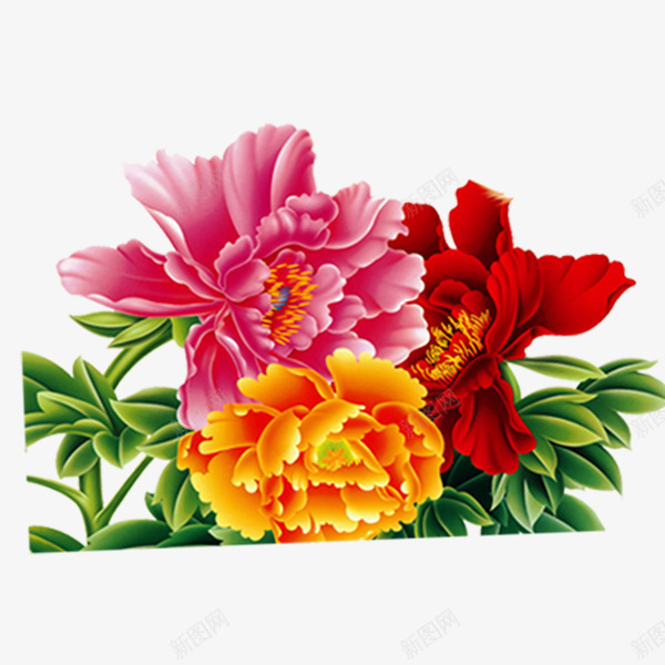 元旦春节新年牡丹花png免抠素材_新图网 https://ixintu.com 中国风 元旦 新年 春节 牡丹花