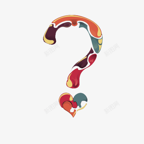 彩色问号png免抠素材_新图网 https://ixintu.com 手绘 标点 问号