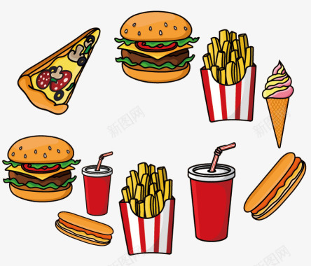 美味西餐零食汉堡包薯条图标图标
