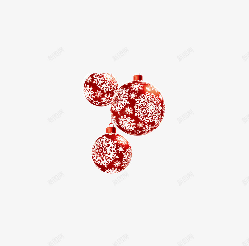 雪花红色挂饰球png免抠素材_新图网 https://ixintu.com 圣诞节装饰 挂饰球 红色球 装饰图案 装饰球 雪花球