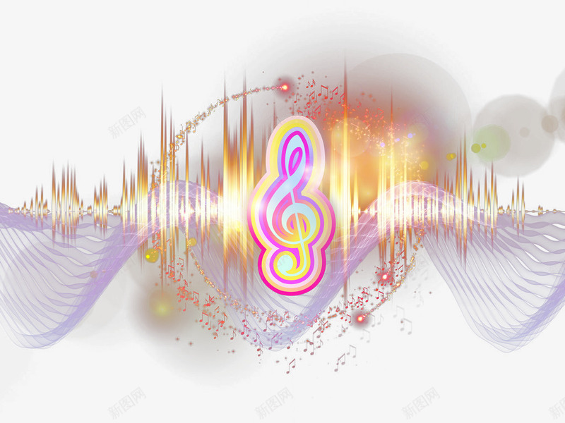 炫光音符png免抠素材_新图网 https://ixintu.com 五线谱 火花 炫光音符 音乐