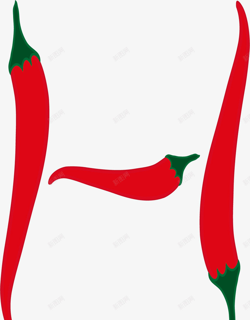 红辣椒字母Hpng免抠素材_新图网 https://ixintu.com PNG 字母 红色 辣椒