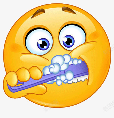 正在刷牙的表情png免抠素材_新图网 https://ixintu.com 泡沫 眼睛 黄色