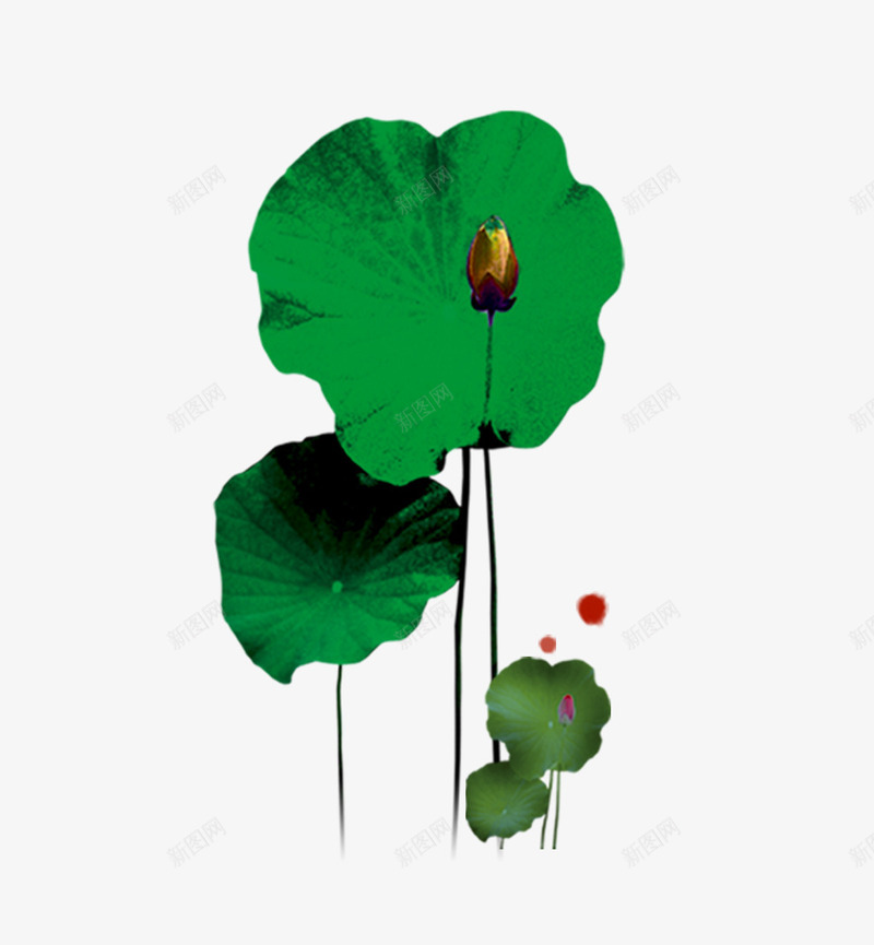 中国风手绘荷叶png免抠素材_新图网 https://ixintu.com 中国风 书签 古风书签 手绘 荷叶