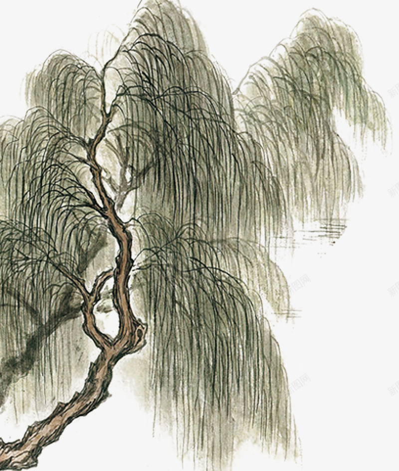 中国风水墨画柳树png免抠素材_新图网 https://ixintu.com 中国风 国画古树 柳树 树 水墨柳树 水墨画